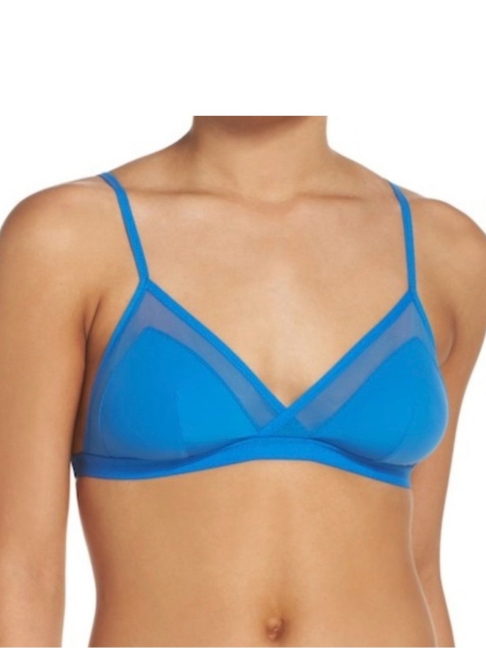 Madewell Sheer Mesh Triangle Bralette in Bright Blue